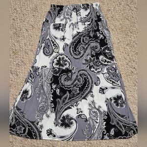 ONE WORLD Black and Gray A-Line Maxi Skirt